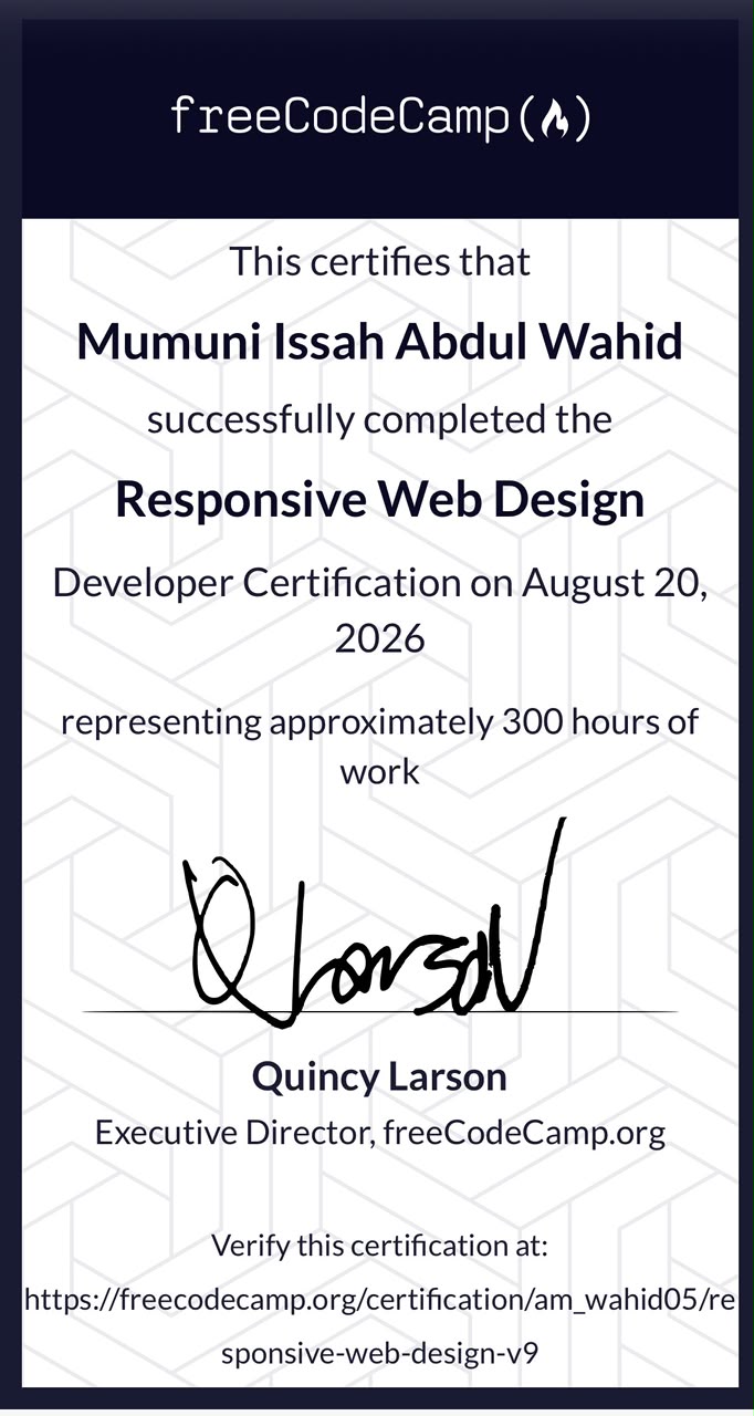 freeCodeCamp certificate